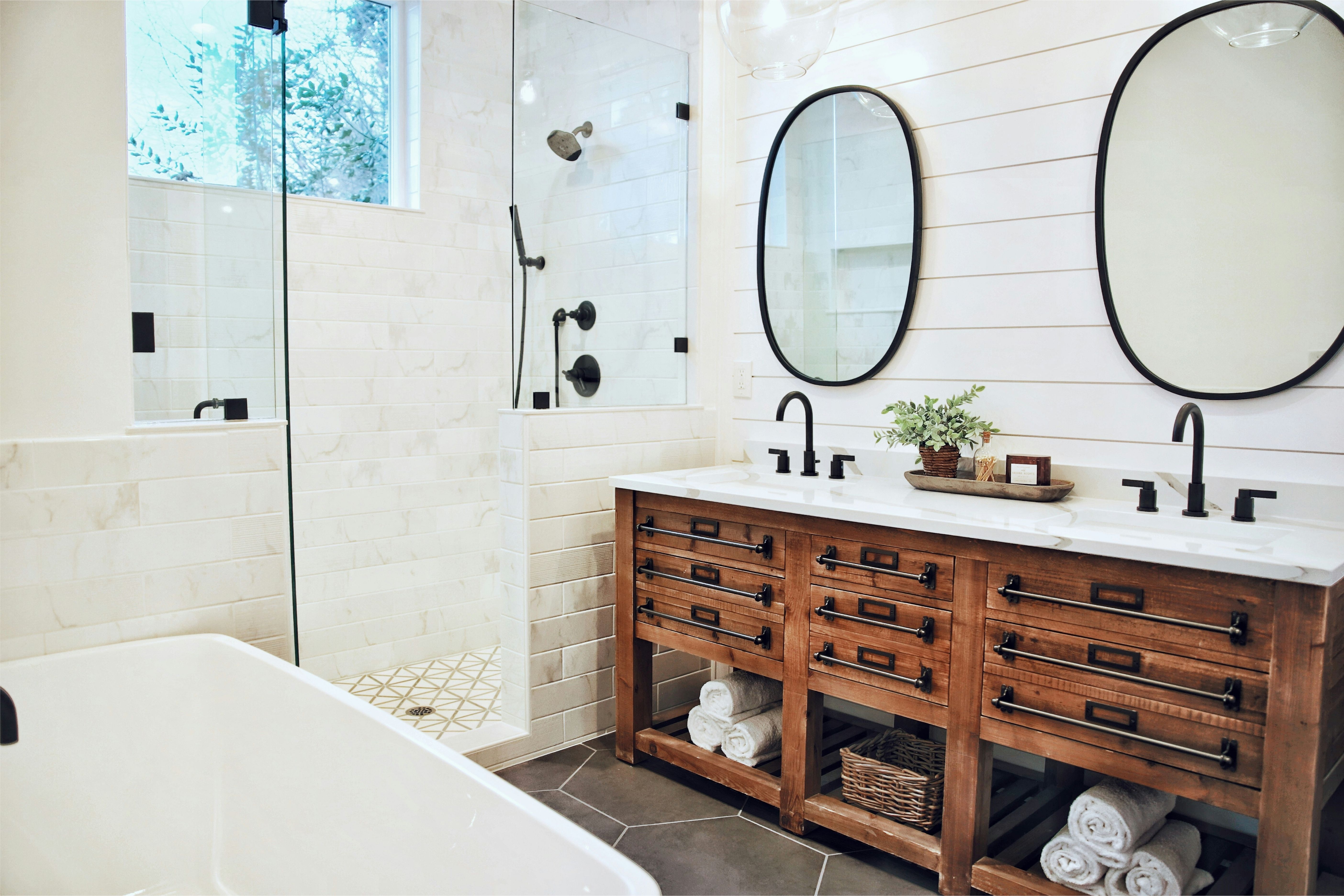 White Bathroom with Double Vanity